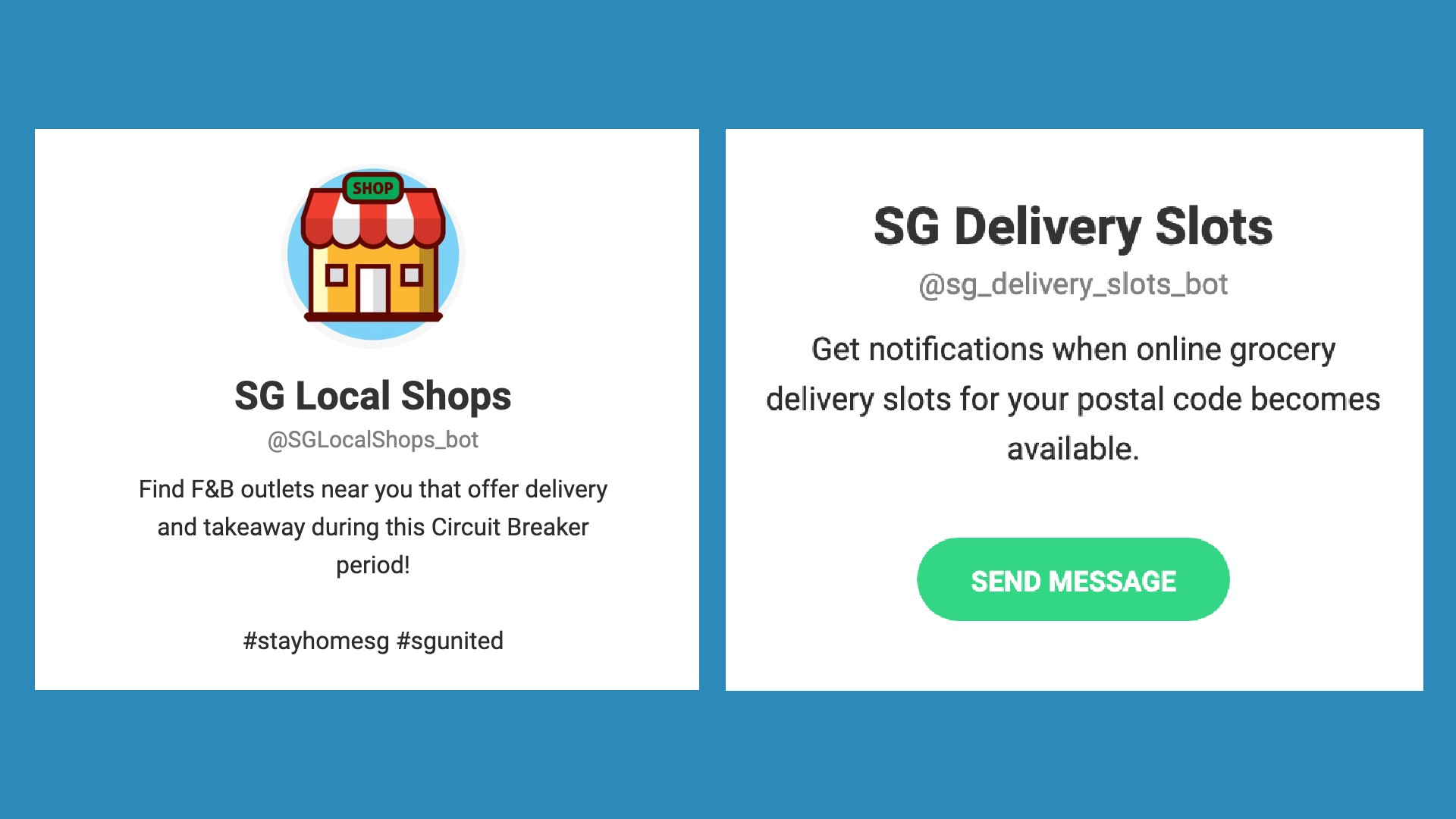 Need help choosing something to order for lunch? Or how about something that tells you when Fairprice delivery slots open for your neighbourhood? There’s a Telegram bot for that.