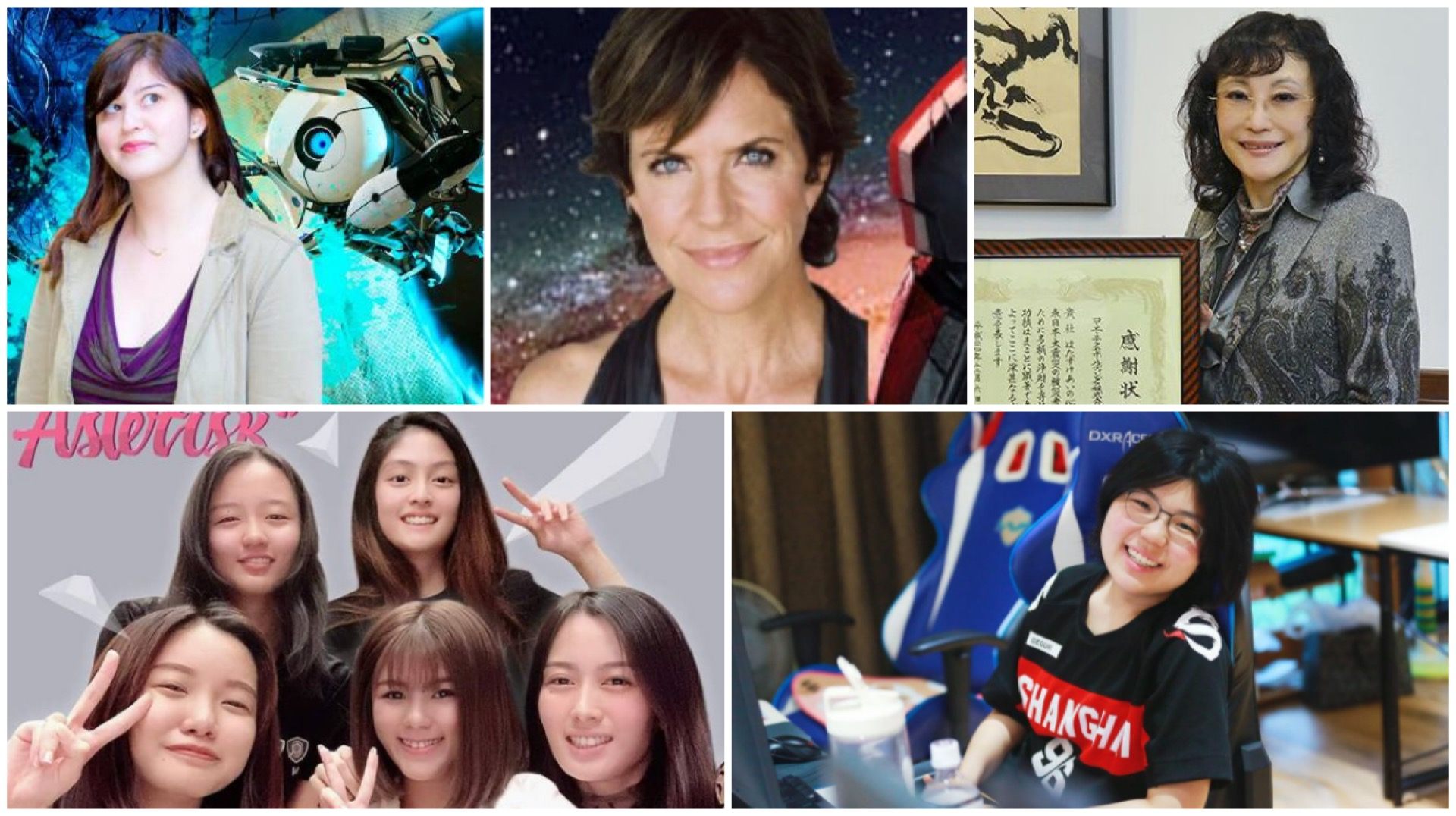 Video game designer Kim Swift; voice actor Jennifer Hale; Koei co-founder Keiko Erikawa; first female esports player signed to the Overwatch League Kim “Geguri” Se-yeon; and first Singapore all-female e-sports team Asterisk.