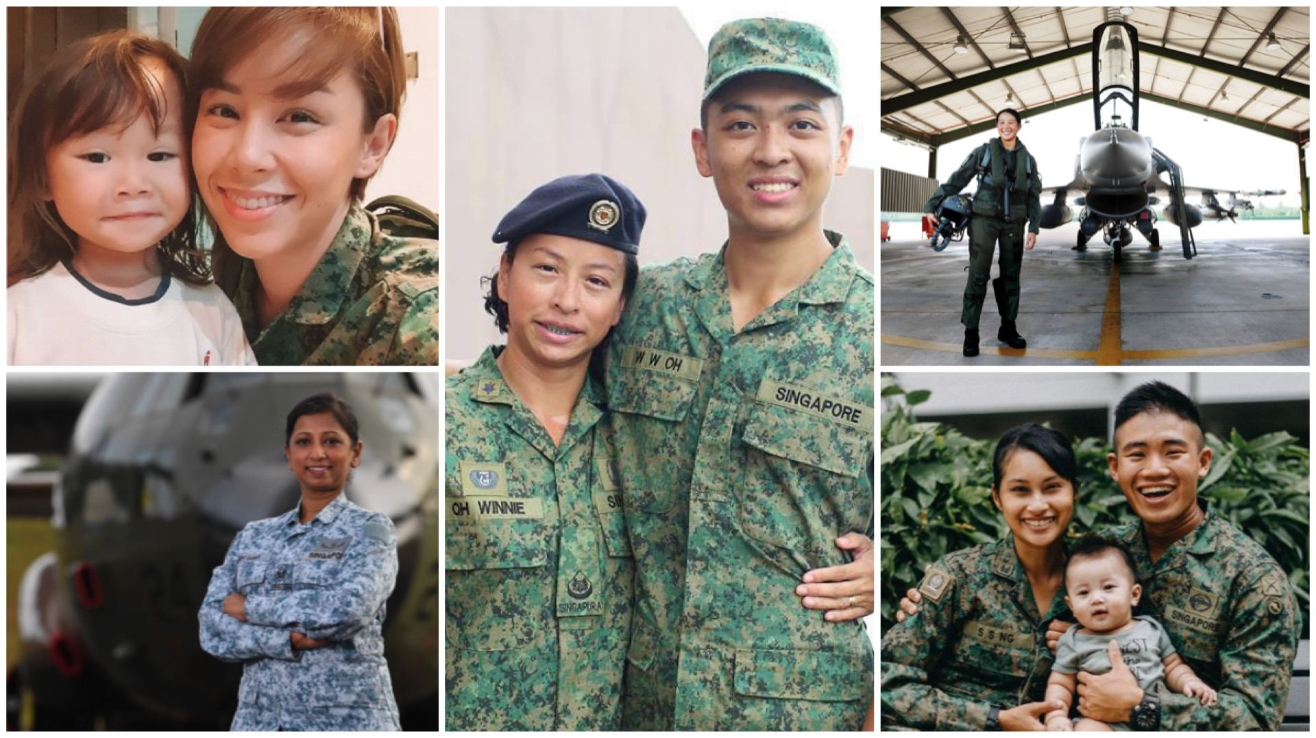 SV1 Kelly Latimer, 3WO Winnie Oh, MAJ Khoo Teh Lynn, SSG Venice Ng and ME3 Sanhti d/o Thanapal are just some of the individuals who manage the domains of motherhood and the military with flair and finesse.