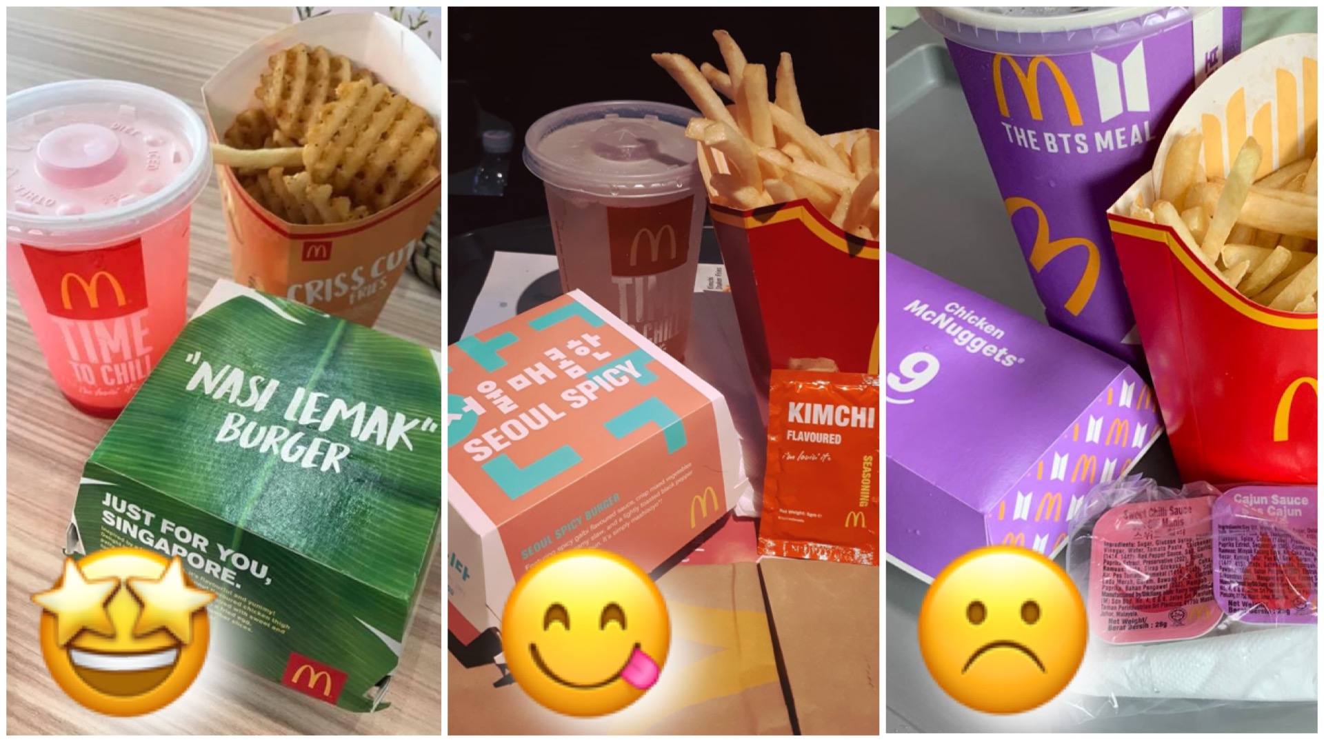 McDonald's limited-edition meals, Hokkaido Salmon Burger, Nasi Lemak Burger, BTS Burger.