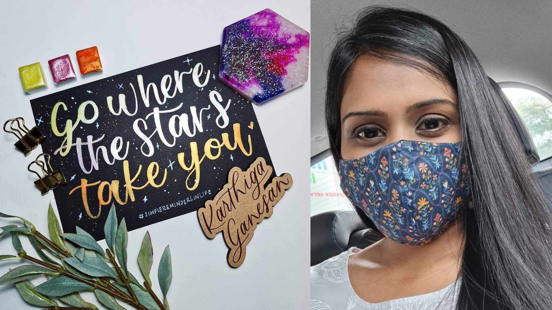 Discover how Singaporean teacher turned calligraphy artist, Karthiga Ganesan, creates mesmerising calligraphy and handcrafted vegan watercolours.