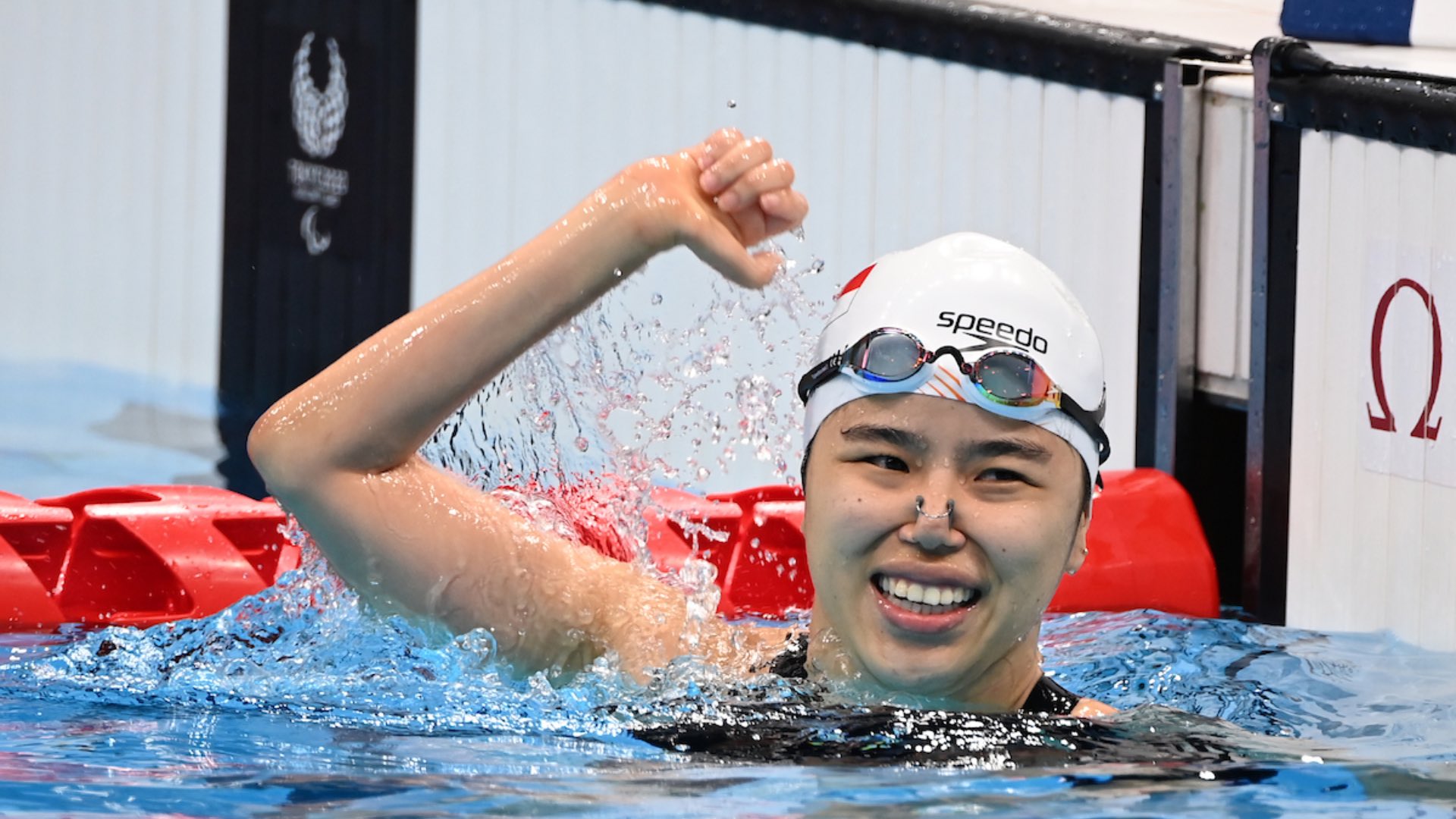 Yip Pin Xiu celebrates, knowing she just picked up her 5th Gold medal at Tokyo 2020 Paralympic Games.