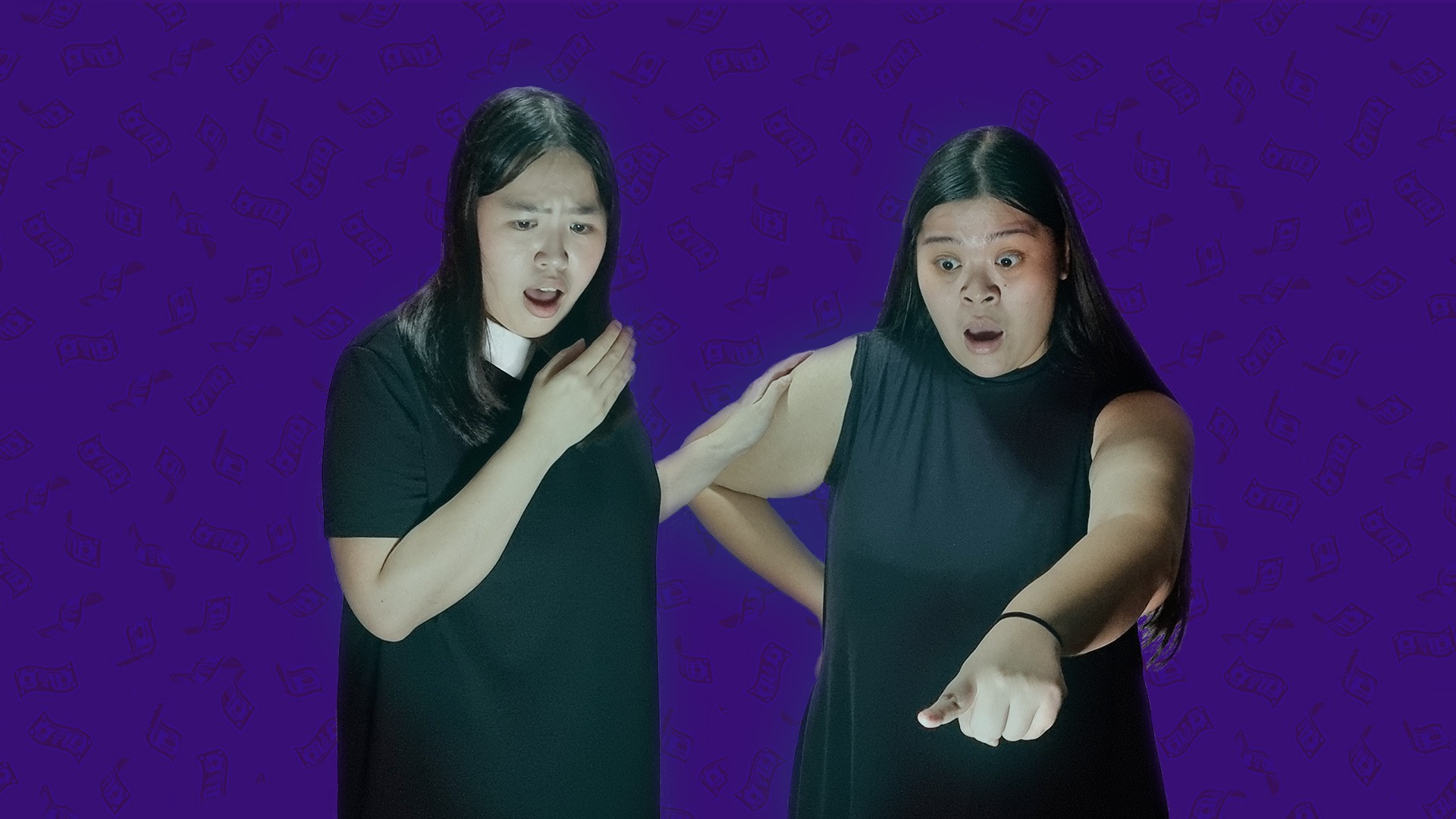 Cheryl Tan (left) and Miriam Cheong play a chambermaid and a receptionist, respectively, in "The Lobby", written and directed by Adeeb Fazah.
