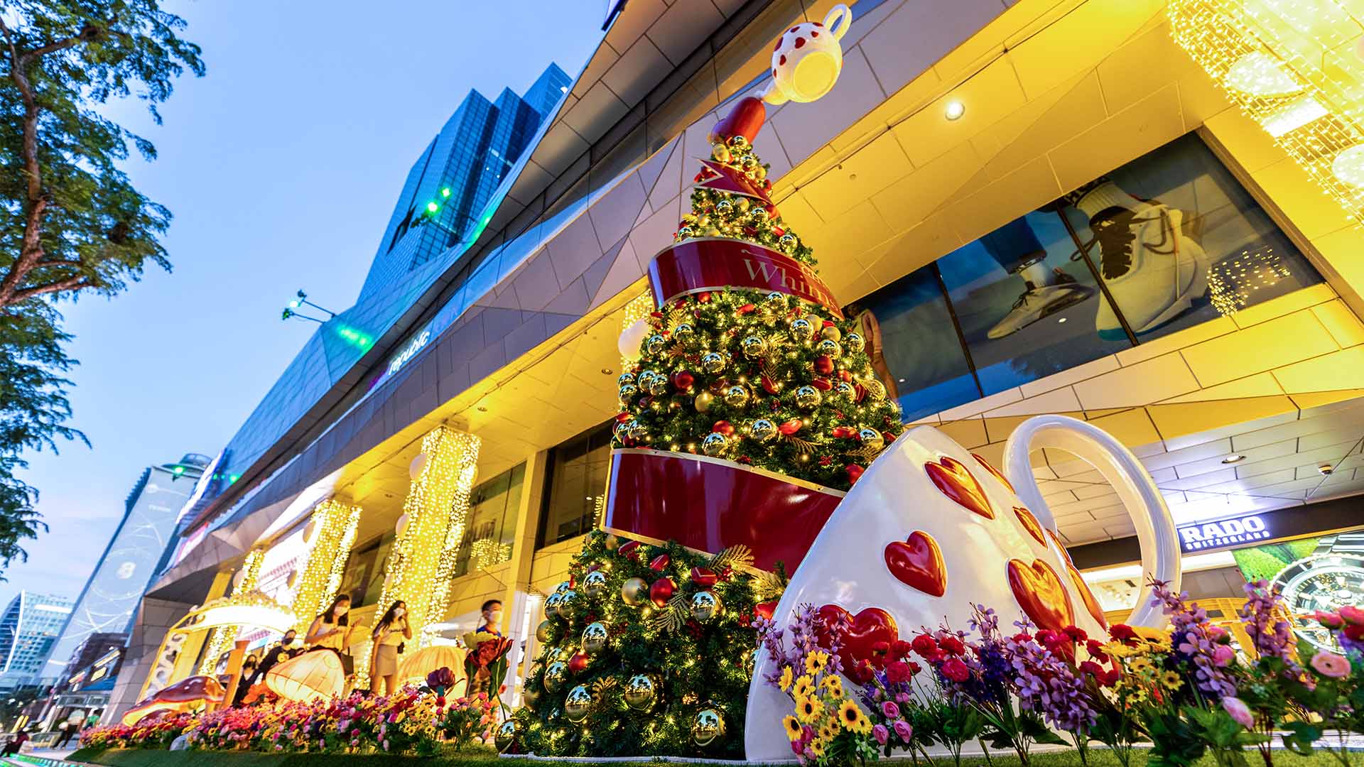 Taking Christmas photos in Singapore.