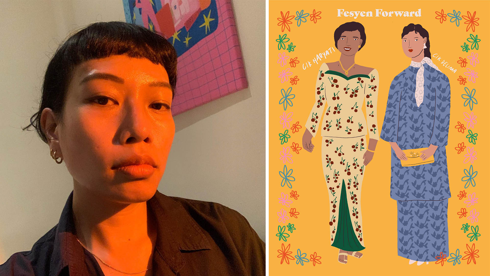 Visual artist Hafizah Jainal, also known as HAFI, explores themes of cultural identity, womanhood, and modern love through colourful and humorous illustrations.