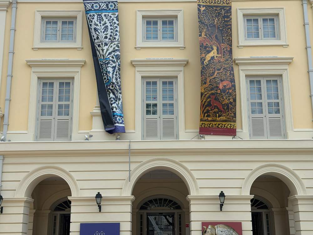 French windows on the exterior of the Asian Civilisations Museum