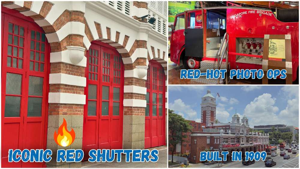 Completed in 1909, the distinctive red-and-white Central Fire Station building still functions as an active fire station.