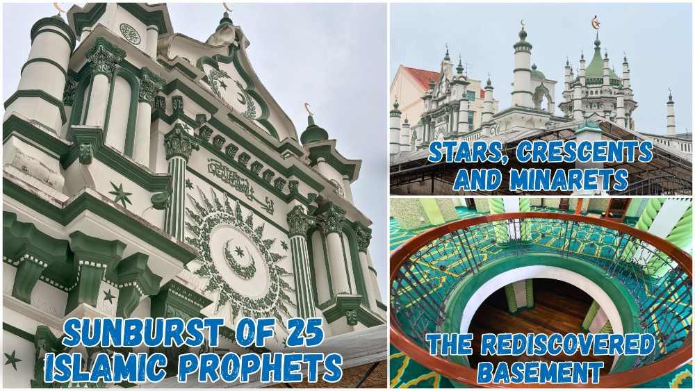 The Abdul Gafoor mosque in Singapore is beautifully designed in an eclectic blend of Saracenic and Neoclassical elements.