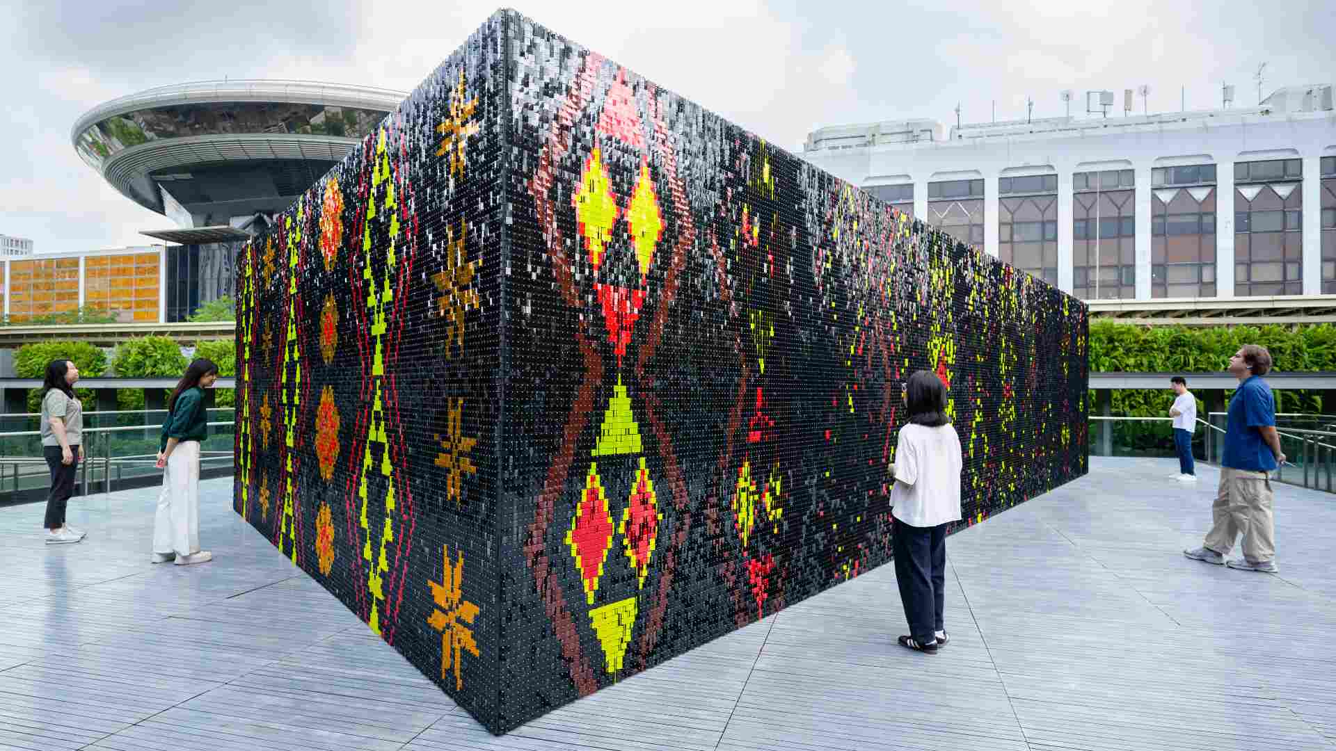 "GLISTEN" by Aotearoa New Zealander contemporary artist Lisa Reihana is at the Ng Teng Fong Roof Garden on level 5 of the City Hall wing.