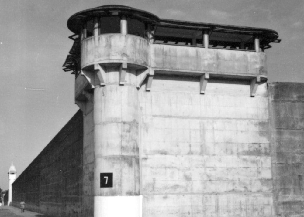 One of two corner turrets at Changi Prison that were gazetted as a National Monument circa 1950s