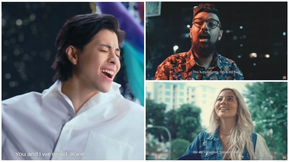 Screenshots from the NDP Songs music videos of "Not Alone" (NDP 2024) and "We Are Singapore" (NDP 2018 Remake).