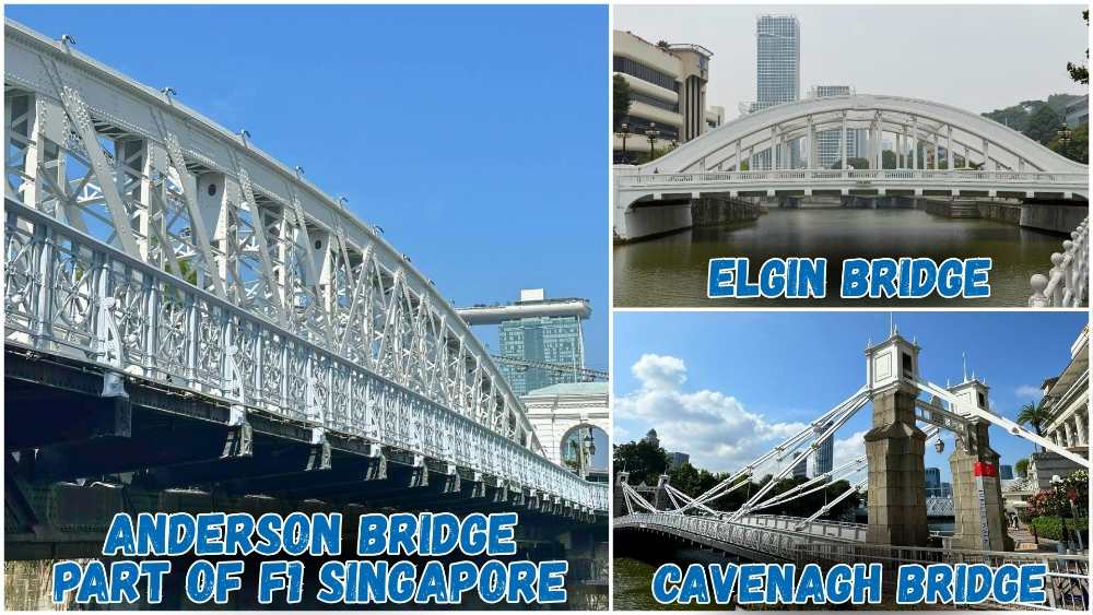 Anderson, Elgin and Cavenagh Bridges form one collective National Monument in Singapore.