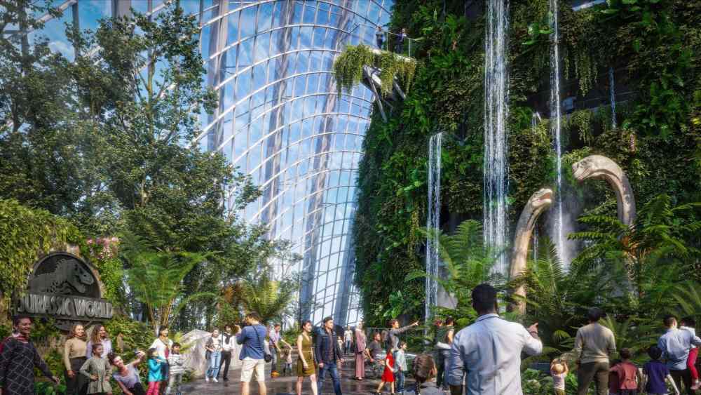 Walk with dinosaurs at Jurassic World: The Experience in Gardens by the Bay's Cloud Forest.