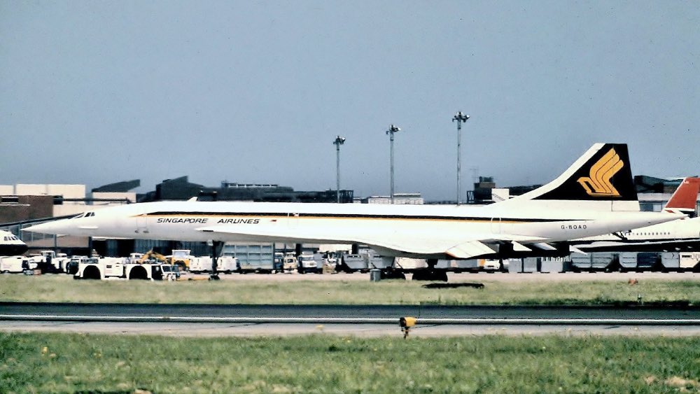 Singapore Airlines’ Concorde at London Heathrow in 1979.