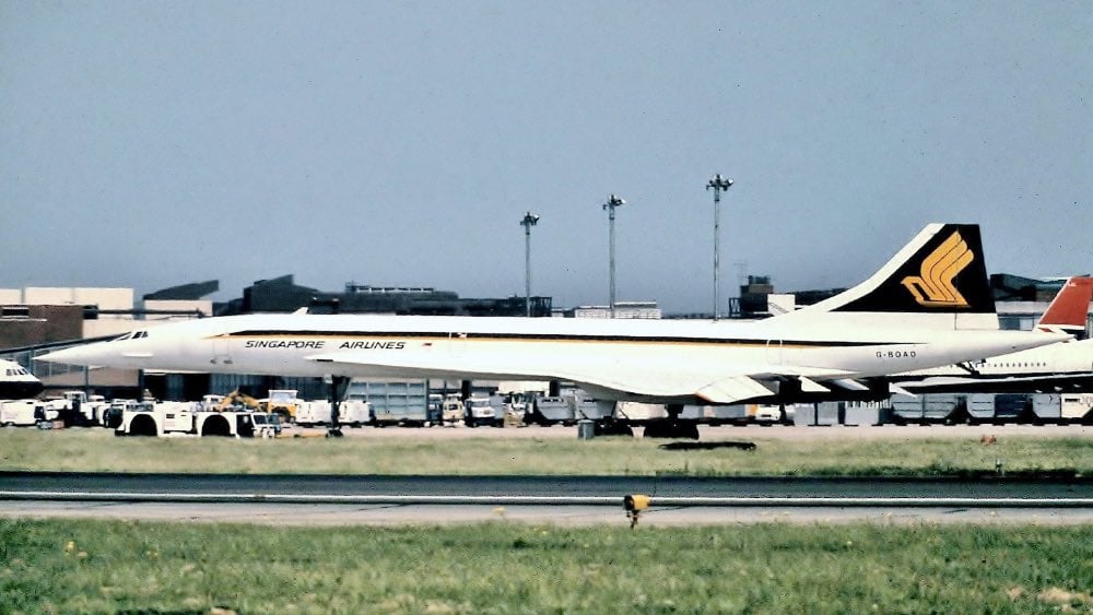 Singapore Airlines’ Concorde at London Heathrow in 1979.