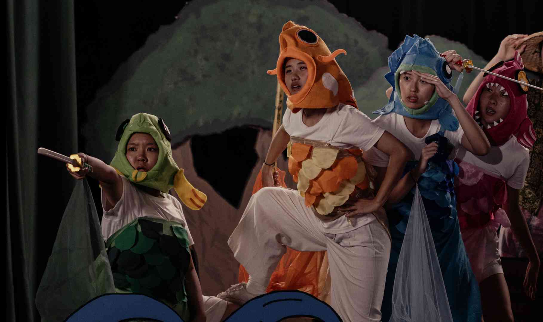 Nicole Lee, Lim Shi-An, Genevieve Tan, and Ranice Tay, the cast of Amoeba, an award-winning film by Singapore director Tan Siyou.