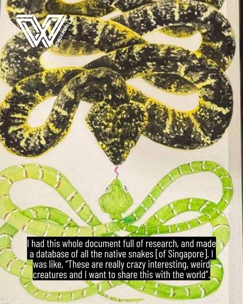 Snakes of Singapore artwork by Juliette Yu-Ming Lizeray, Singapore artist with ADHD